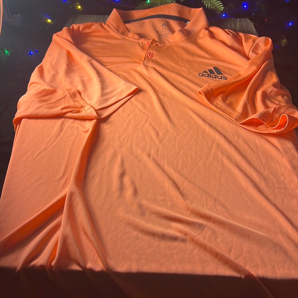 Adidas Mens Sustainable Mock Neck AeroReady Polo Color Pink Size 2XL